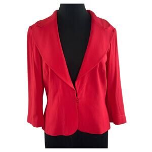 Ronit Zilkha Red Long Sleeve Notched Lapel Women's Blazer Jacket Size 14 NEW